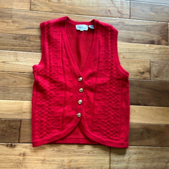 Vtg Silvercord red sweater vest - Picture 1 of 7